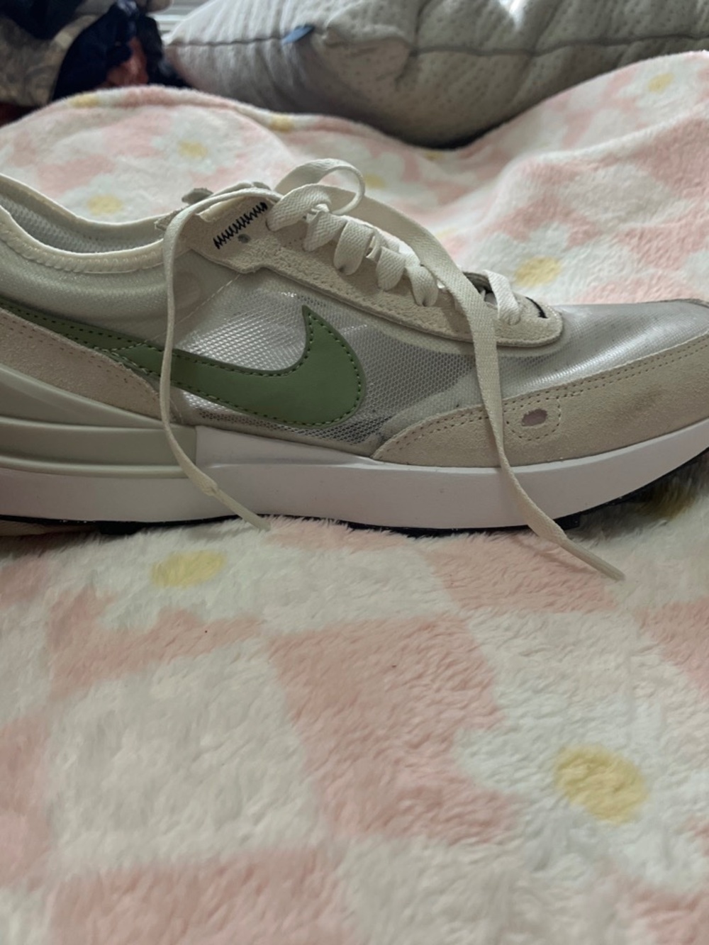 green and cream nike shoes